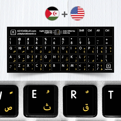 Arabic and English Non Transparent Stickers for Black Keyboard