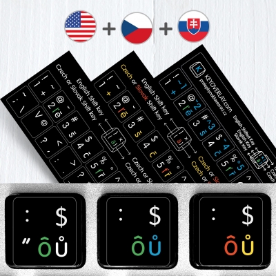 Czech, English and Slovak non transparent keyboard stickers (abridged version)