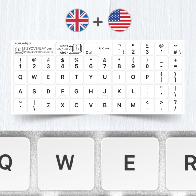 UK & US Keyboard Layout on White Background