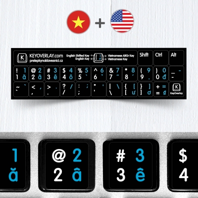Vietnamese & English non transparent keyboard stickers (abridged version)