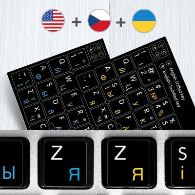 Czech, English, Ukrainian - keyboard stickers