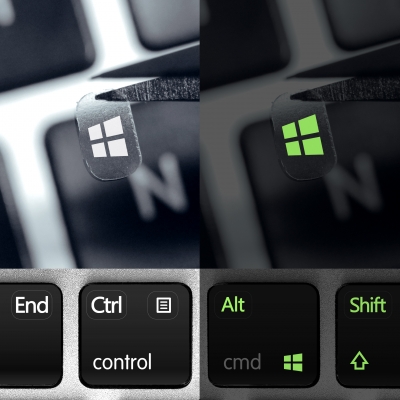 Glowing Windows and Linux Transparent Modifier & Function Key Stickers for Keyboard