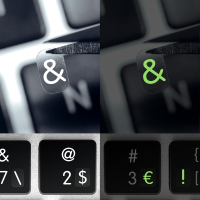Glowing Punctuation Characters and Numbers – Transparent Keyboard Sticker