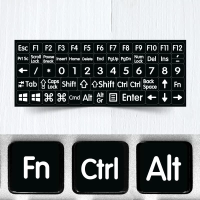 BIG Modifier & Function Signs – Nontransparent Stickers for Black Keyboards