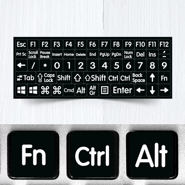 BIG Modifier & Function Signs – Nontransparent Stickers for Black Keyboards