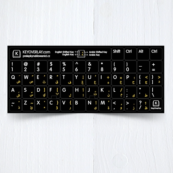 Arabic and English Non Transparent Stickers for Black Keyboard