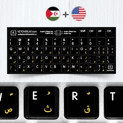 Arabic and English Non Transparent Stickers for Black Keyboard