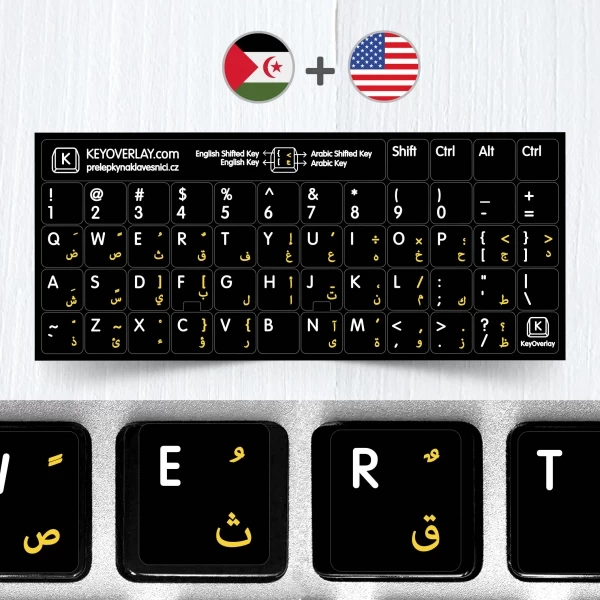 Arabic and English Non Transparent Stickers for Black Keyboard