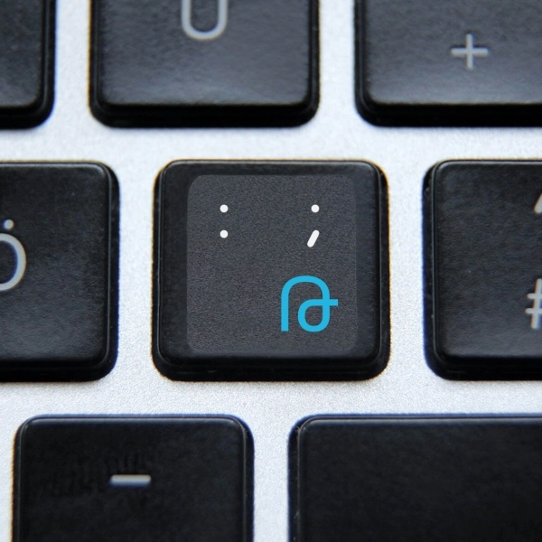 Armenian & English keyboard sticker on black background