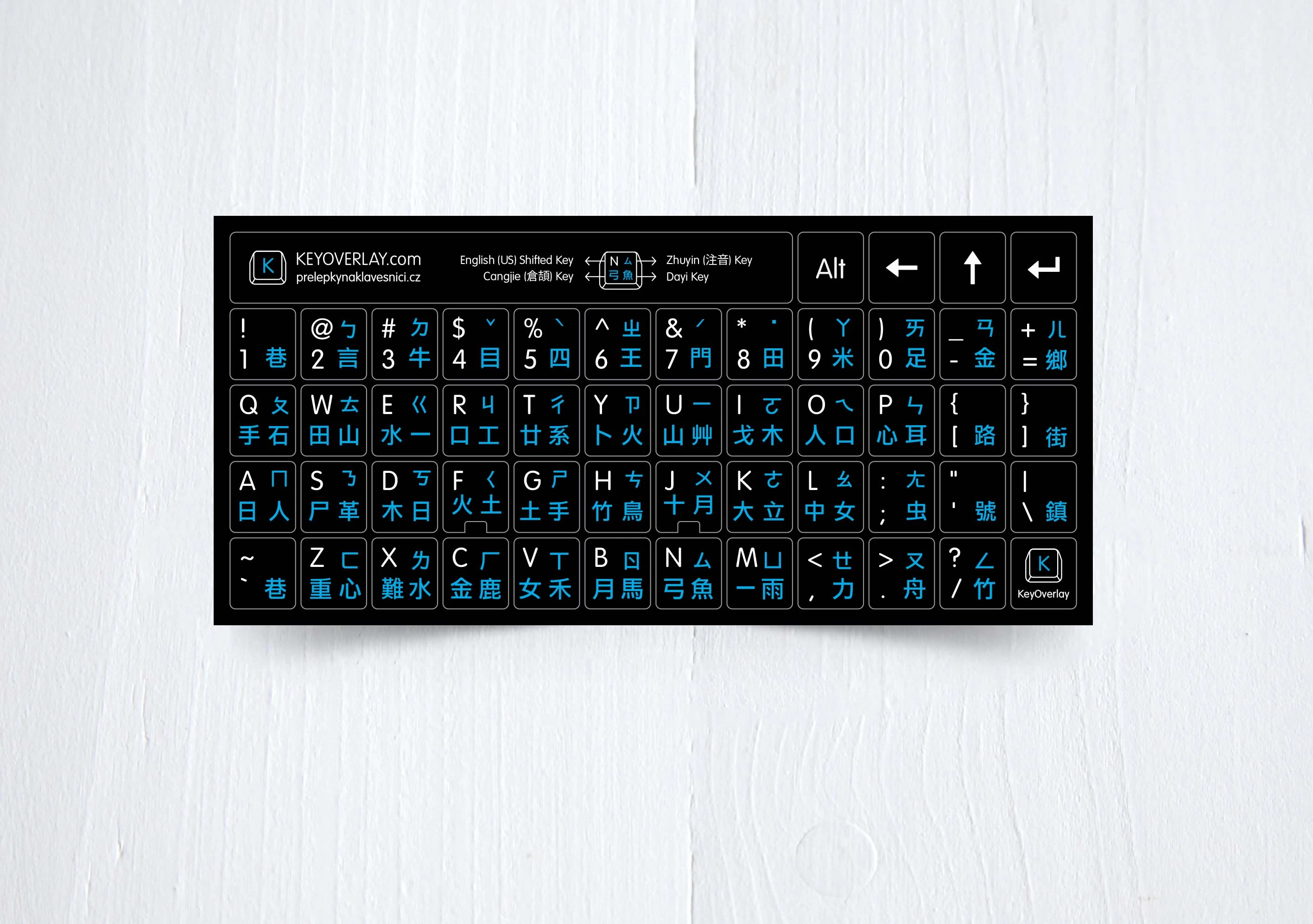 Chinese, English non transparent keyboard stickers (Bopomofo, Cangjie, Dayi)