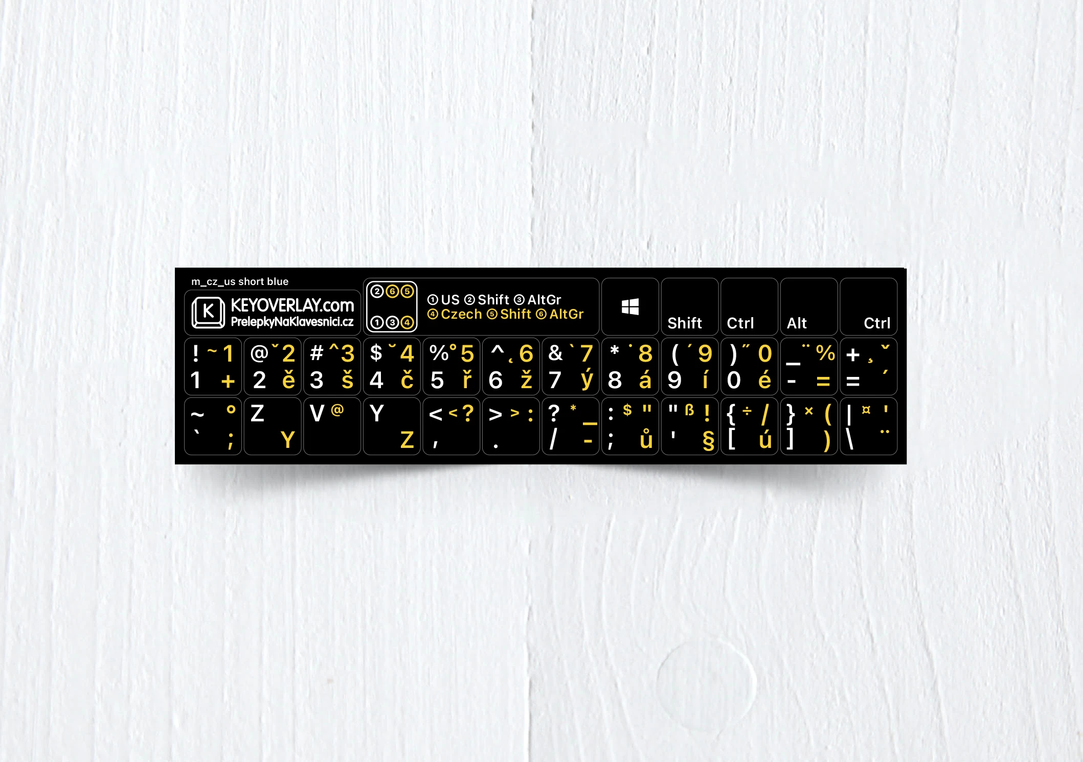 Czech & English nontransparent keyboard stickers (abridged version)