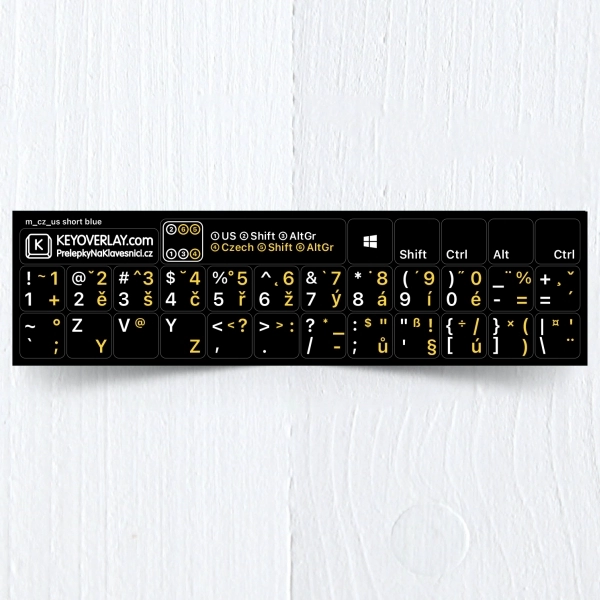 Czech & English nontransparent keyboard stickers (abridged version)