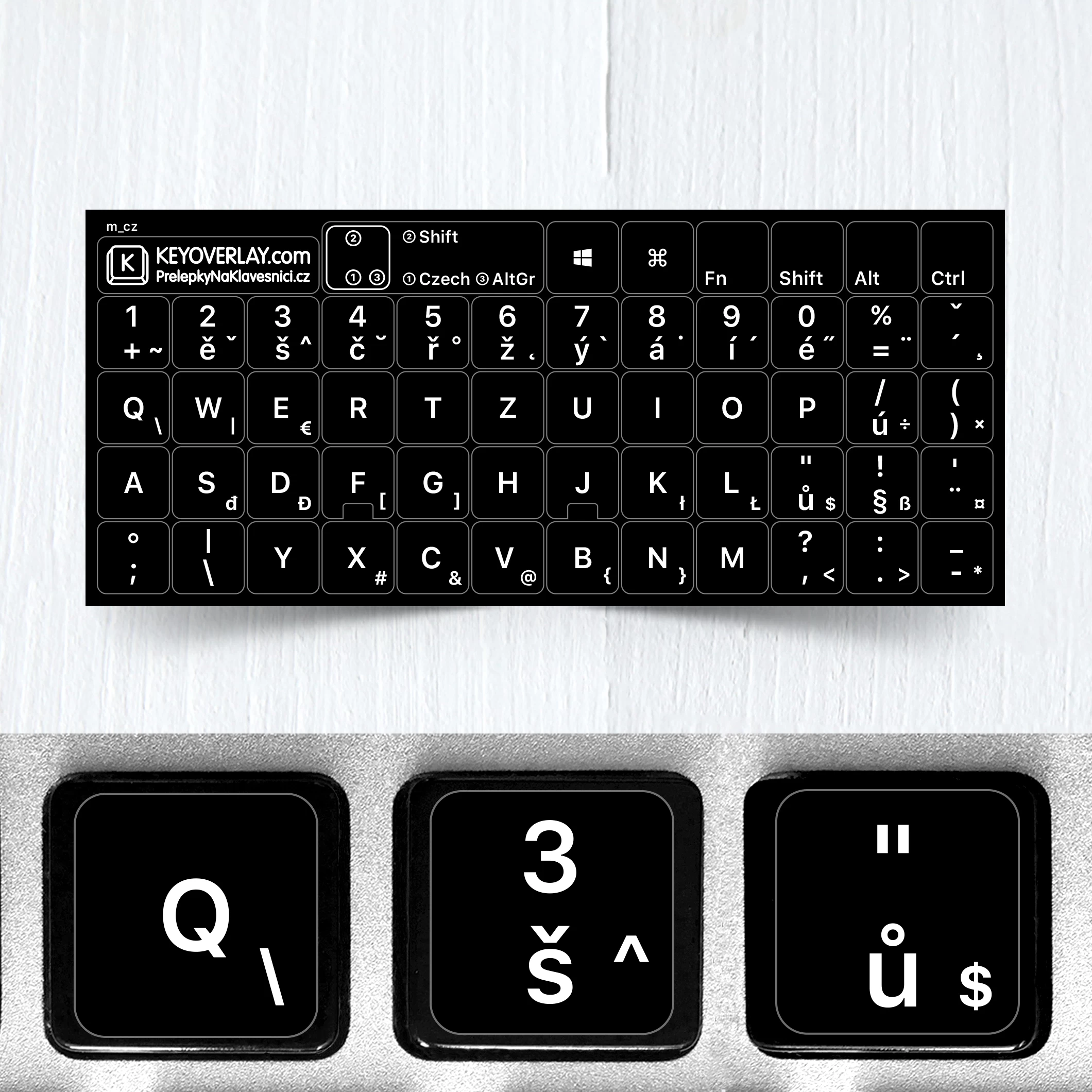 Czech non transparent keyboard stickers