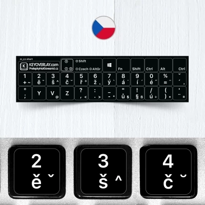 Czech non transparent keyboard stickers  (compact version)