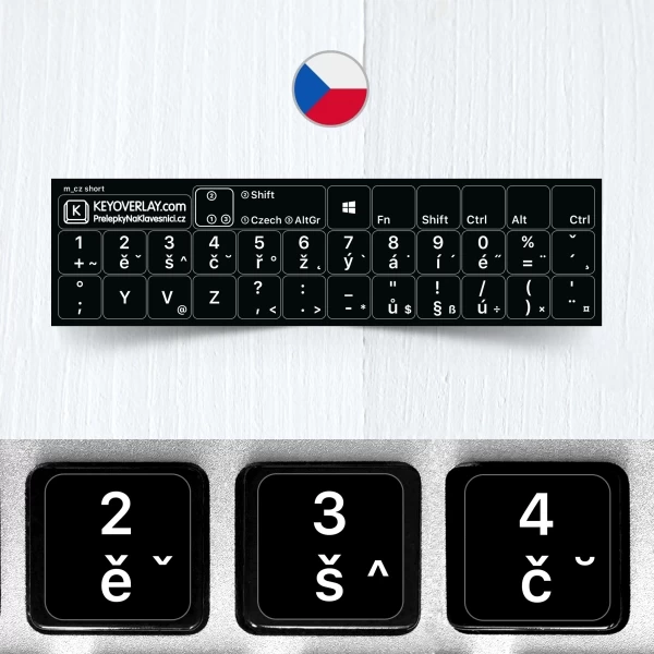 Czech non transparent keyboard stickers  (compact version)