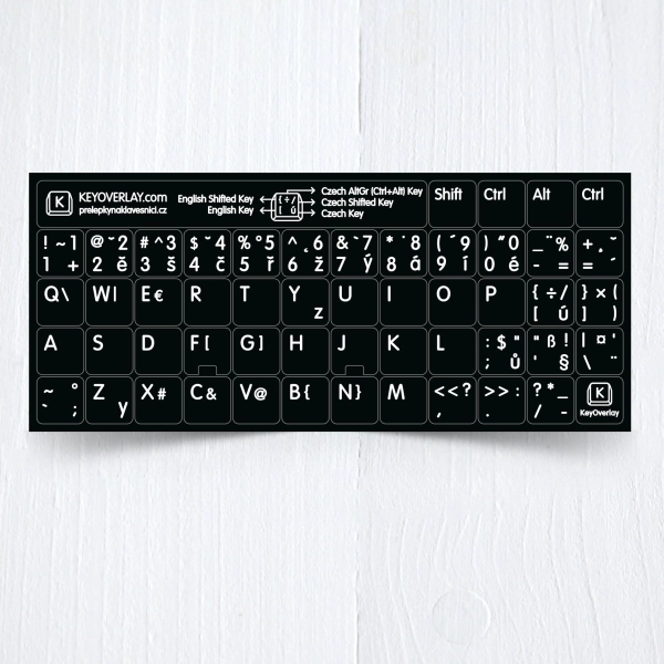 Czech & English (US) non transparent keyboard stickers