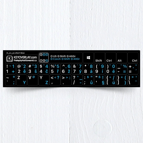 Czech & English nontransparent keyboard stickers (abridged version)