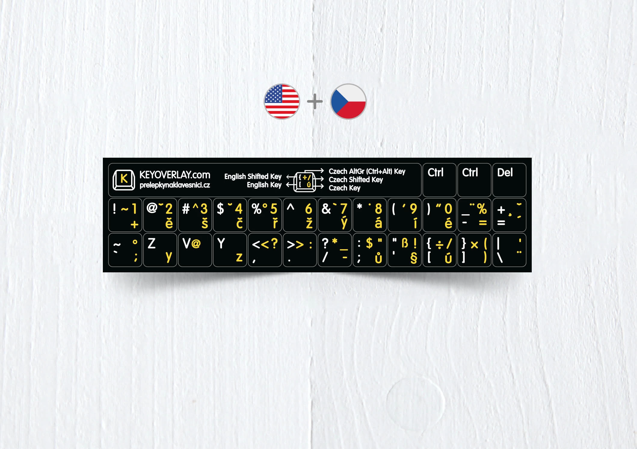Czech & English nontransparent keyboard stickers (abridged version)