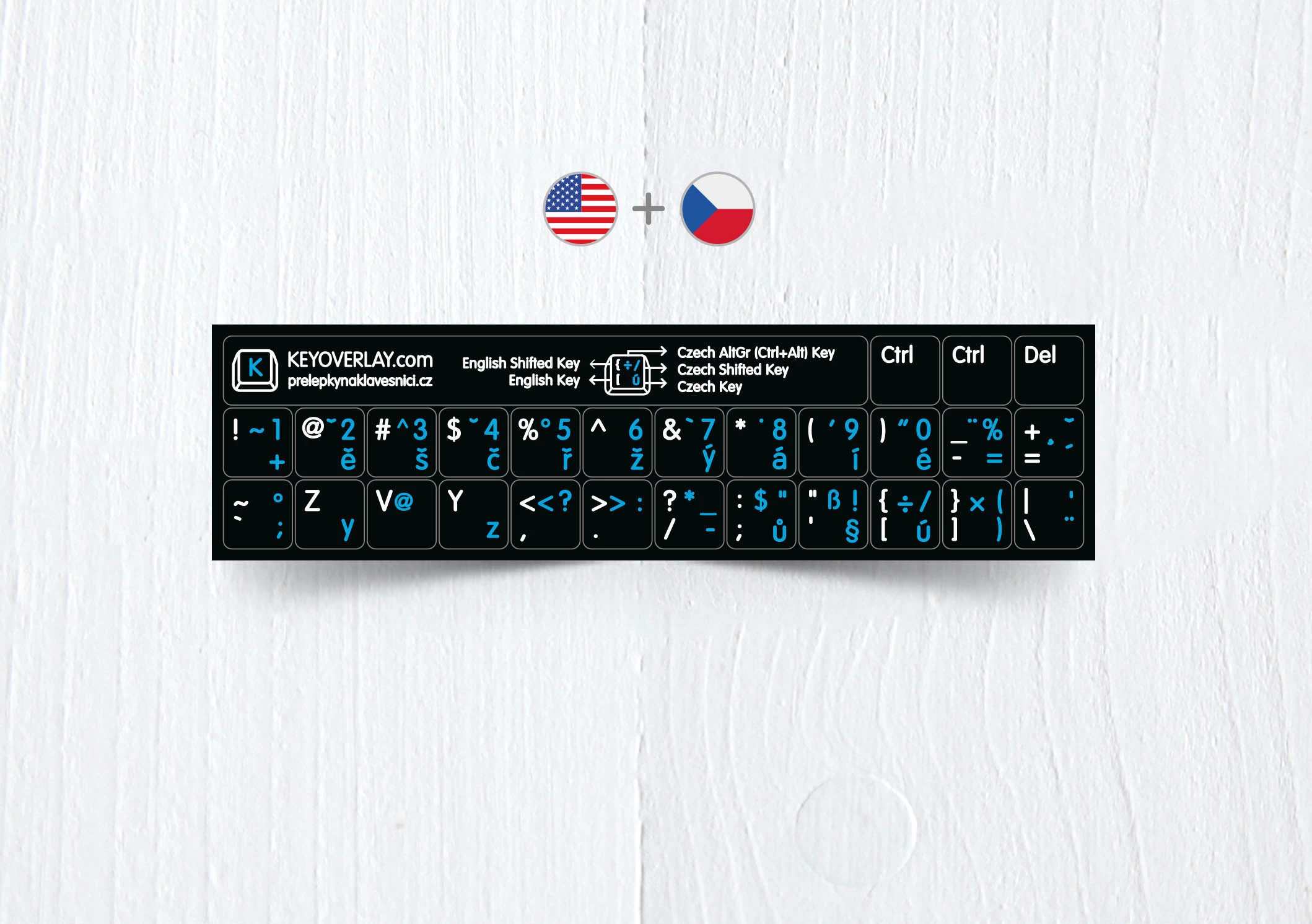 Czech & English nontransparent keyboard stickers (abridged version)