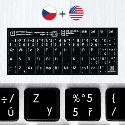 Czech & English (US) non transparent keyboard stickers