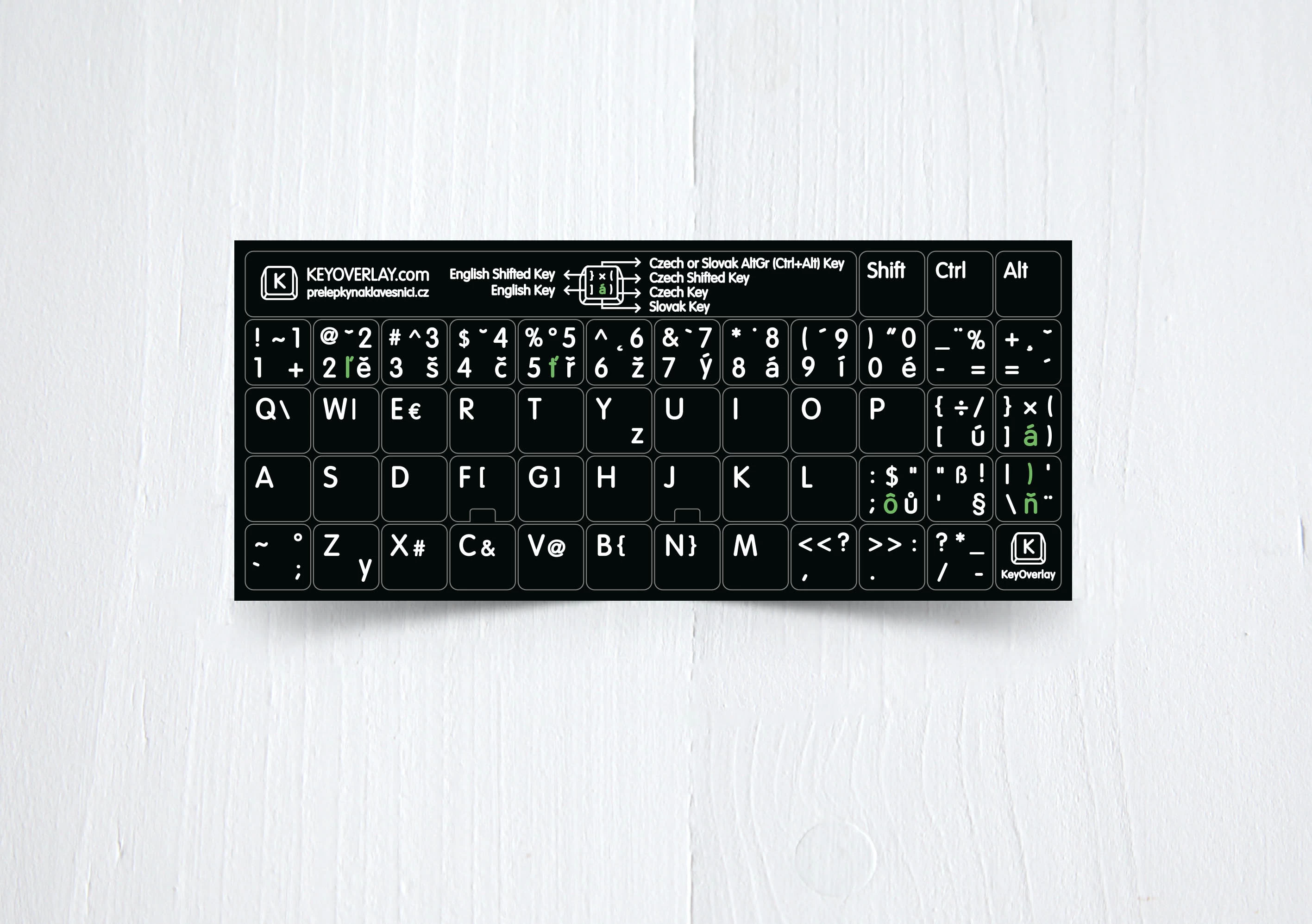Czech, English and Slovak non transparent keyboard stickers (extended version)