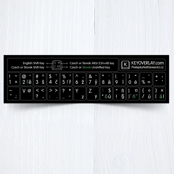 Czech, English and Slovak non transparent keyboard stickers (abridged version)