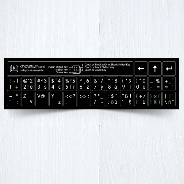 Czech, English and Slovak non transparent keyboard stickers (abridged version)