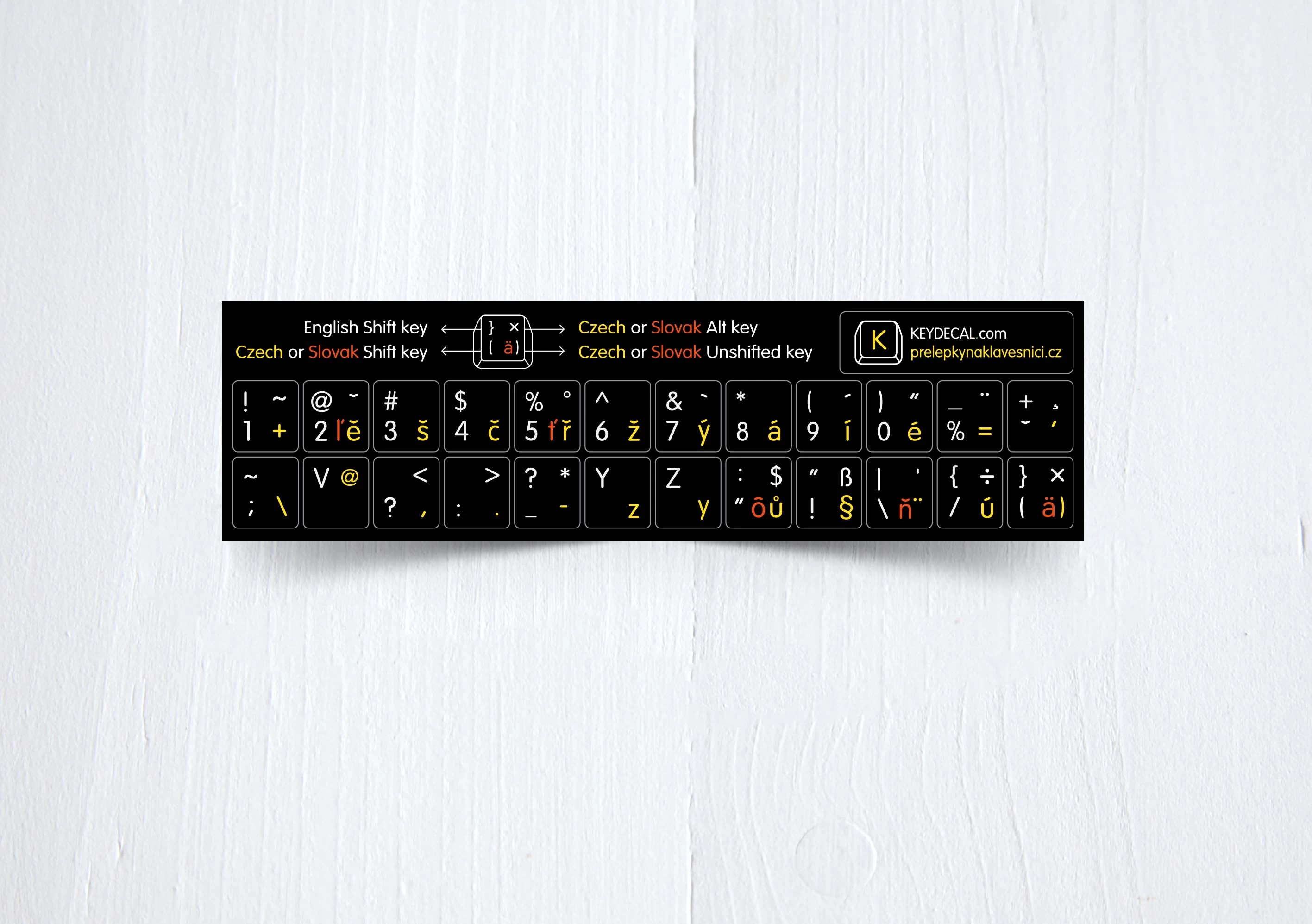 Czech, English and Slovak non transparent keyboard stickers (abridged version)