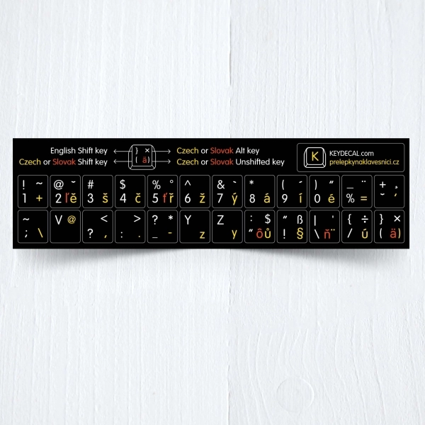 Czech, English and Slovak non transparent keyboard stickers (abridged version)