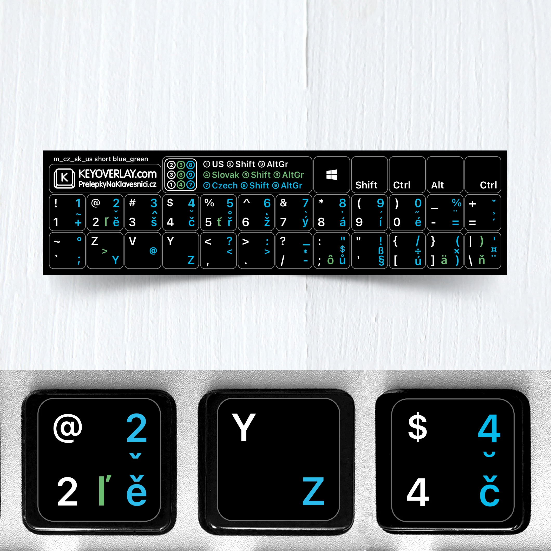 Czech, English and Slovak non transparent keyboard stickers (abridged version)