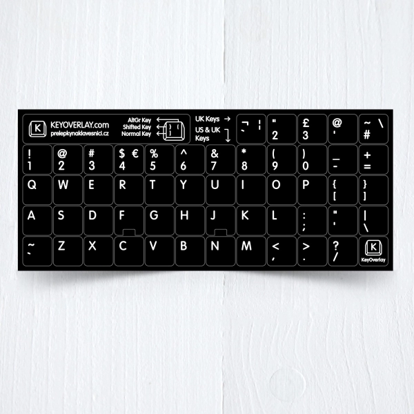 UK & US keyboard layout on black background