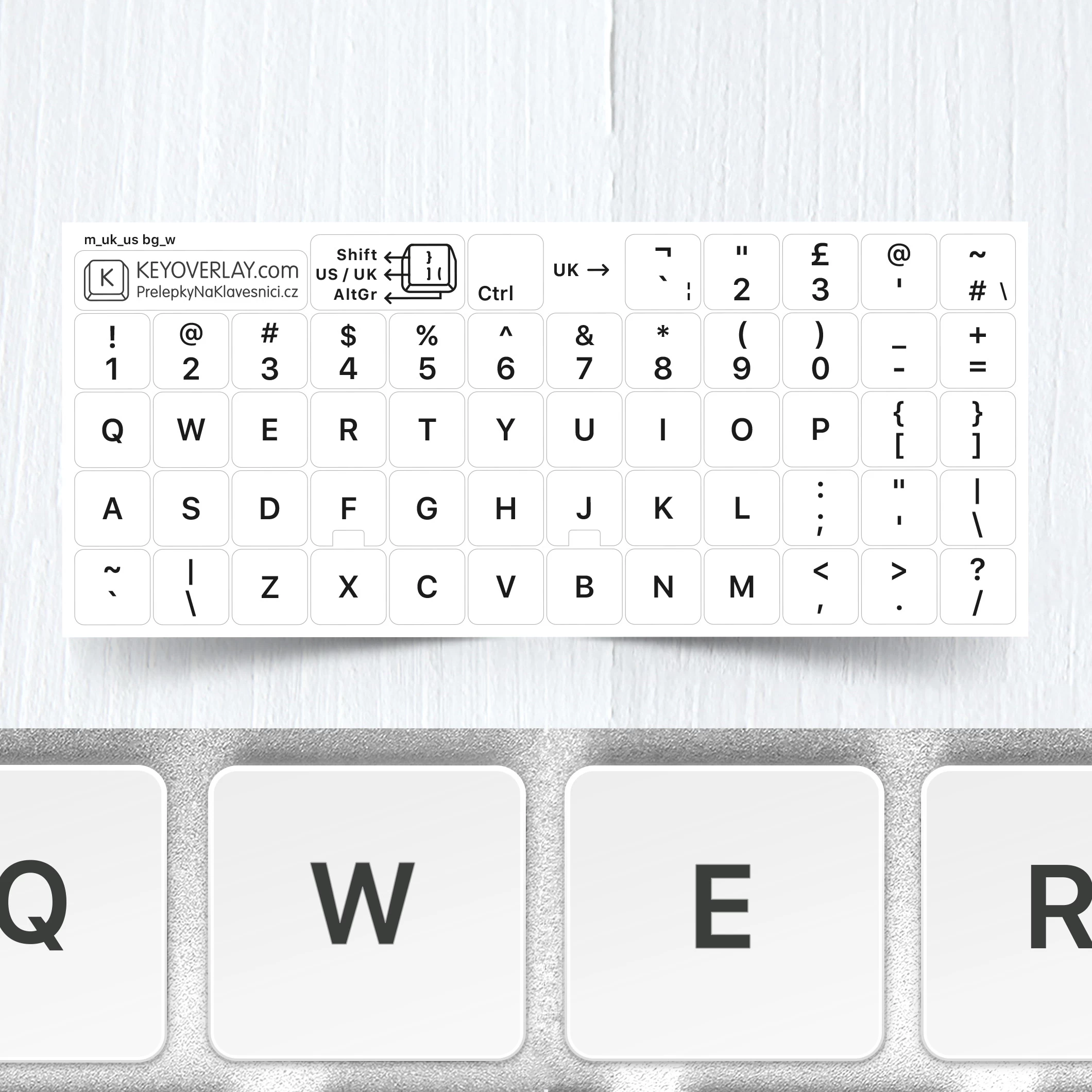 UK & US Keyboard Layout on White Background 
