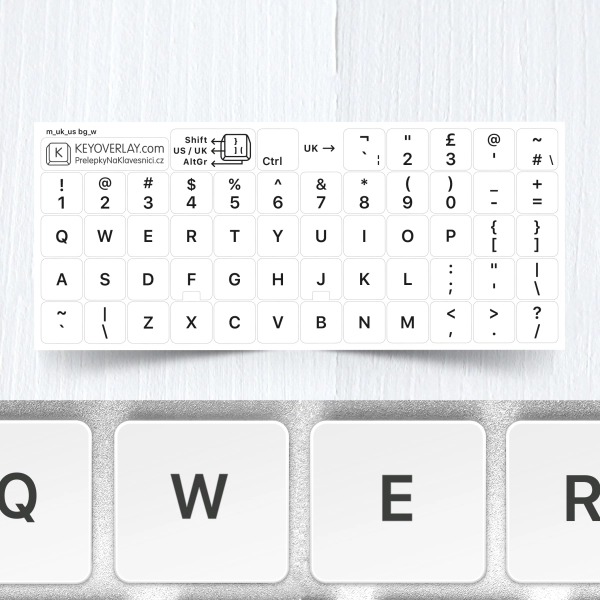 UK & US Keyboard Layout on White Background 