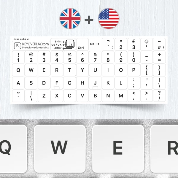 UK & US Keyboard Layout on White Background 