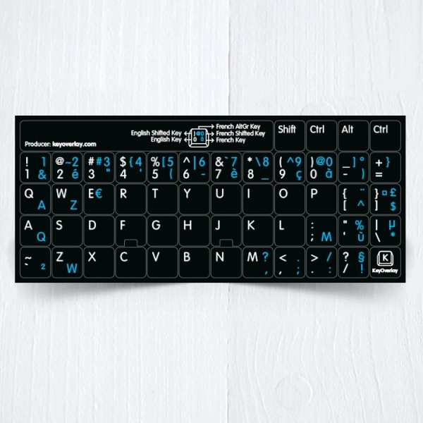 French (AZERTY) & English non transparent keyboard stickers (extended version)