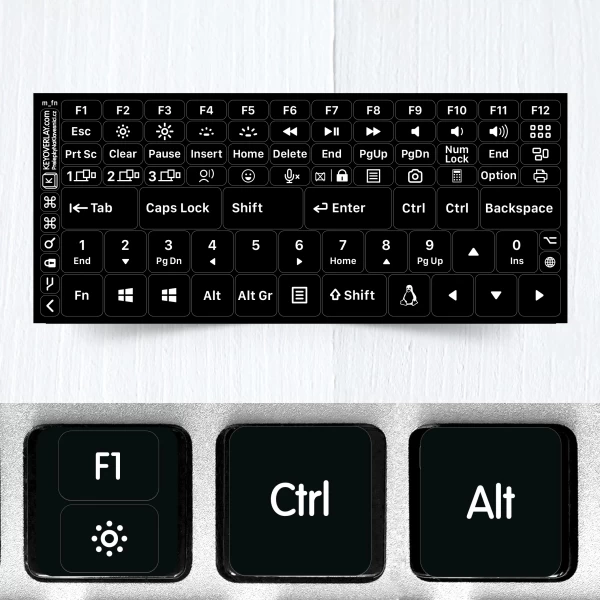 Modifier & Function Keys Stickers for Keyboards (extended version)