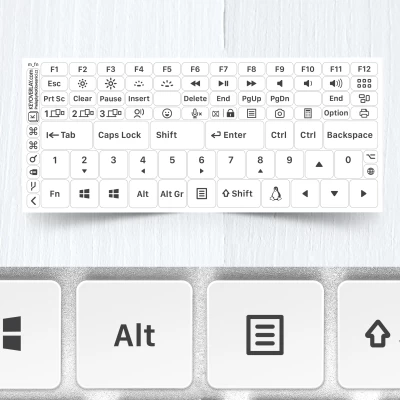 Modifier & Function Keys Stickers for Keyboards on white background