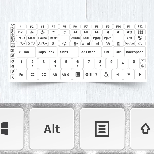 Modifier & Function Keys Stickers for Keyboards on white background