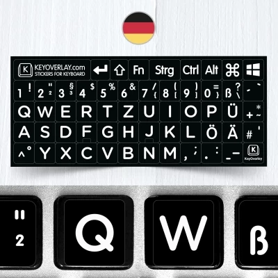 German BIG Letters Non Transparent Keyboard Stickers