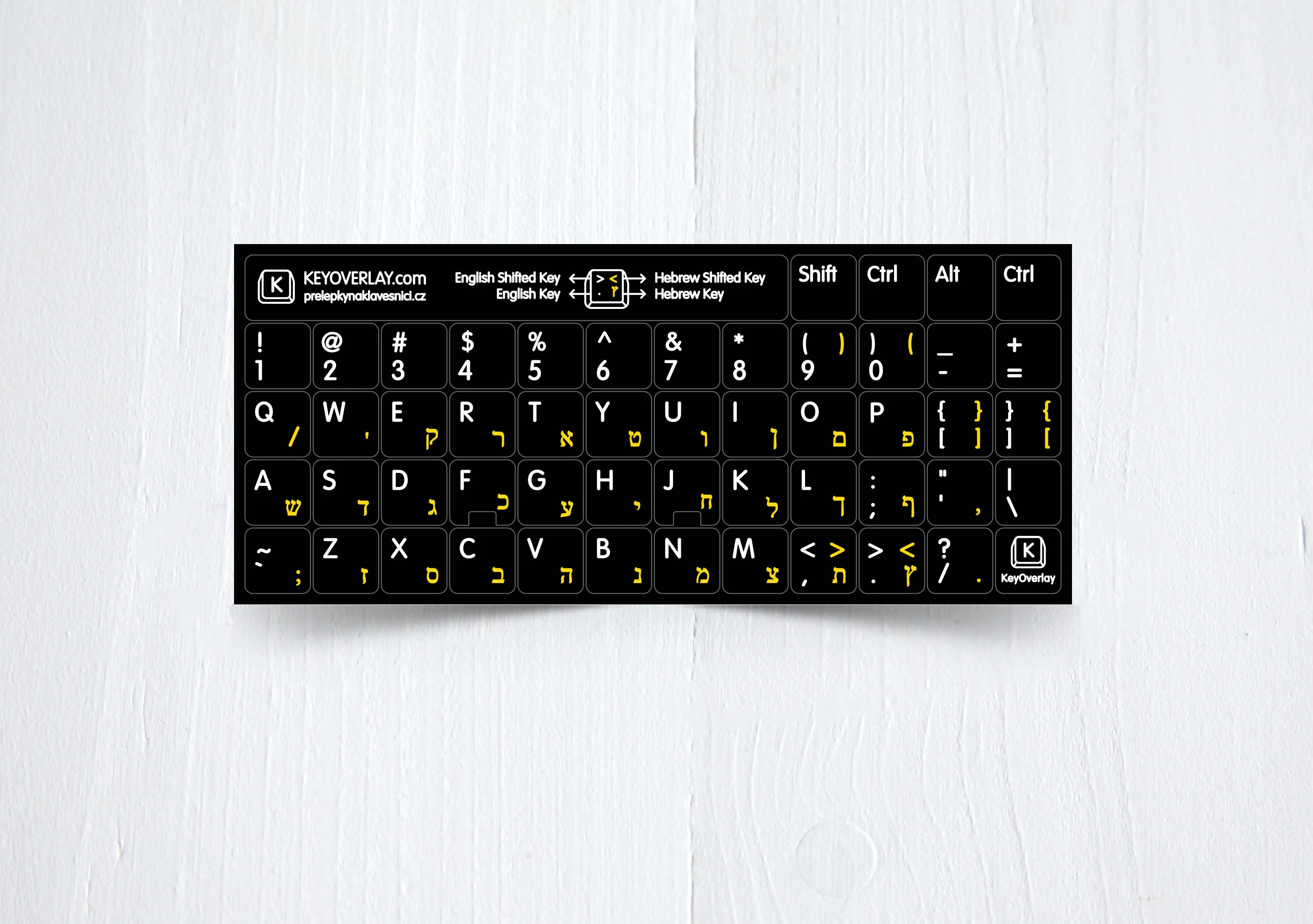 Hebrew & English Non Transparent Stickers for Black Keyboard
