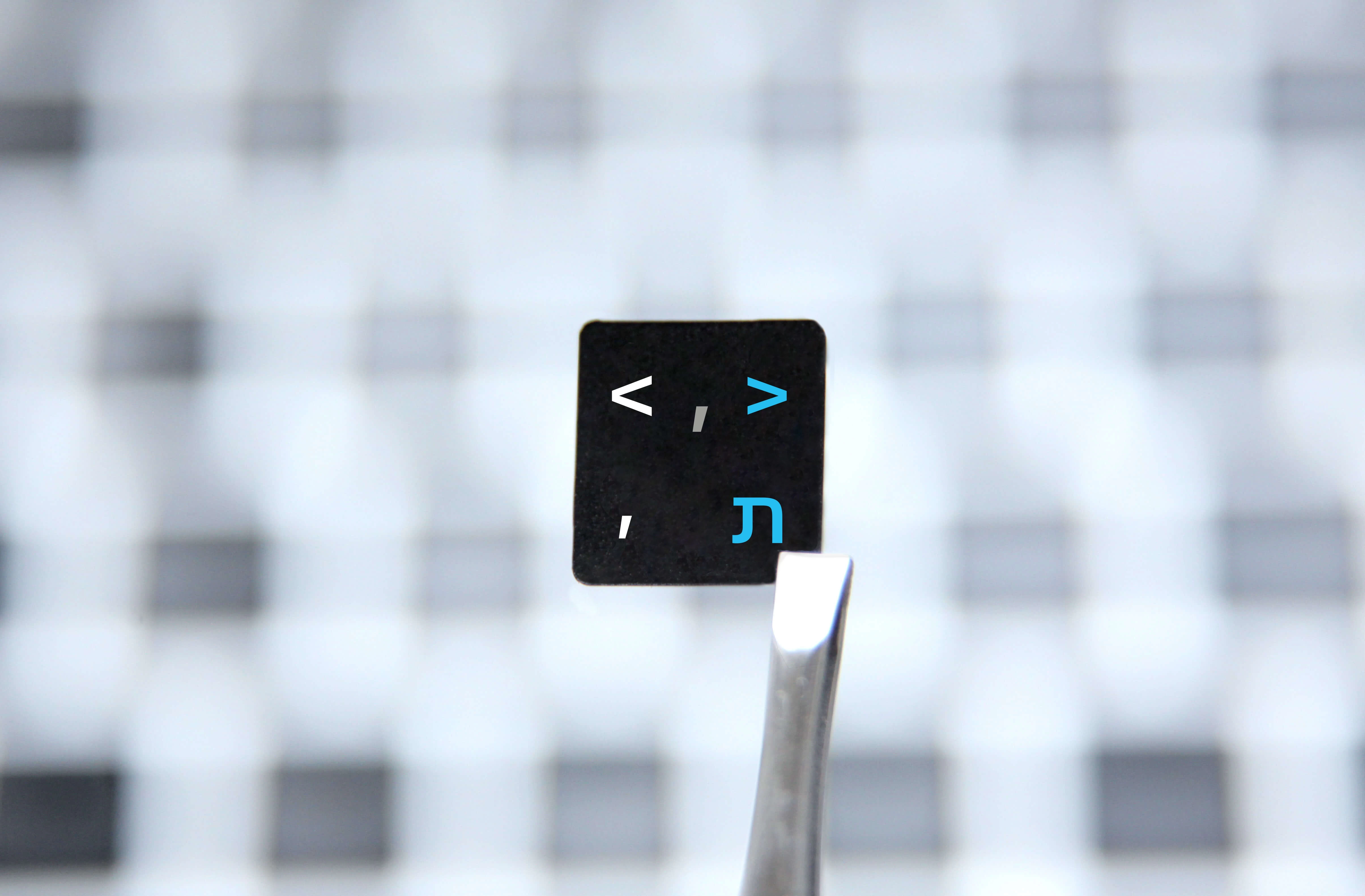 Hebrew & English Non Transparent Stickers for Black Keyboard