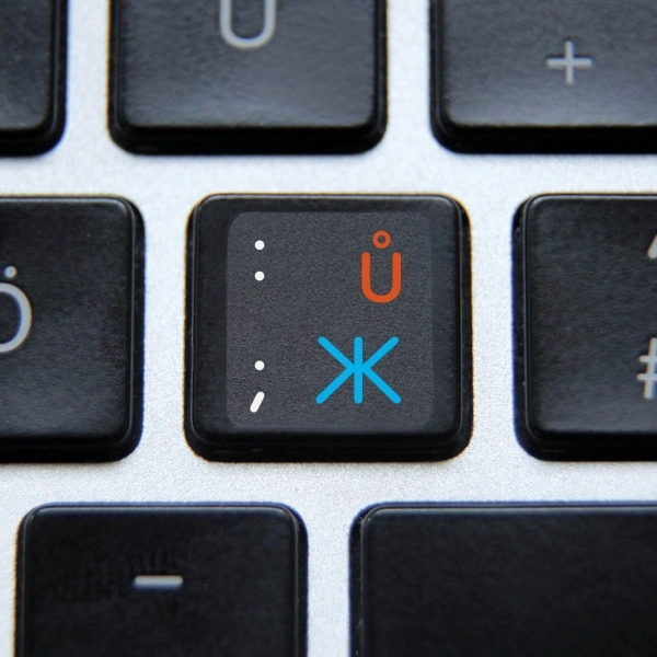 Russian, Czech, English alphabets keyboard stickers – 3 in 1 on black background