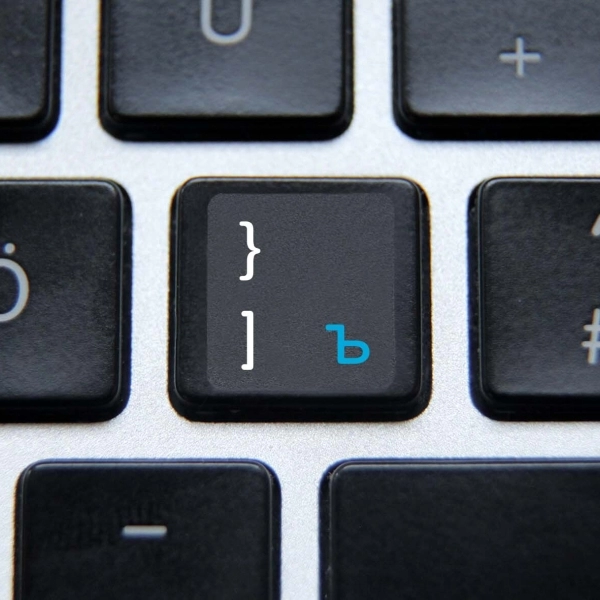 Russian, English non transparent keyboard stickers on black background – 2 in 1