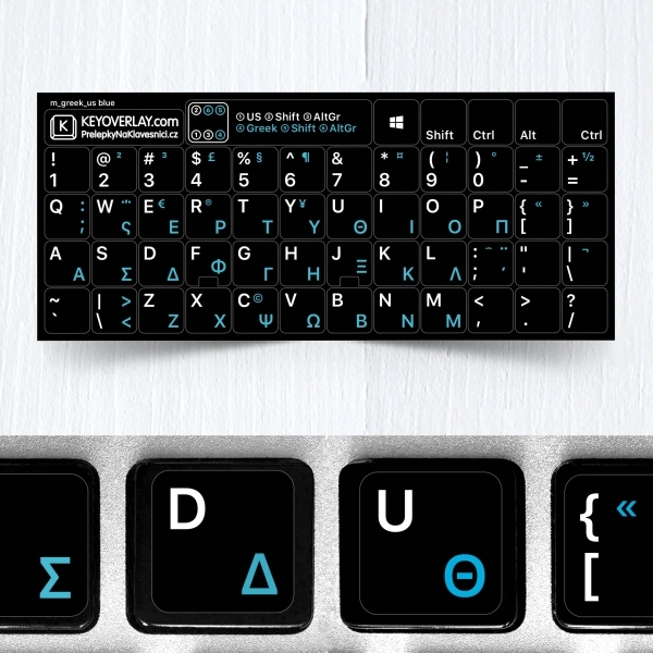 Greek & English Non Transparent Stickers for Black Keyboard
