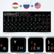 Hungarian, Russian, English keyboard stickers