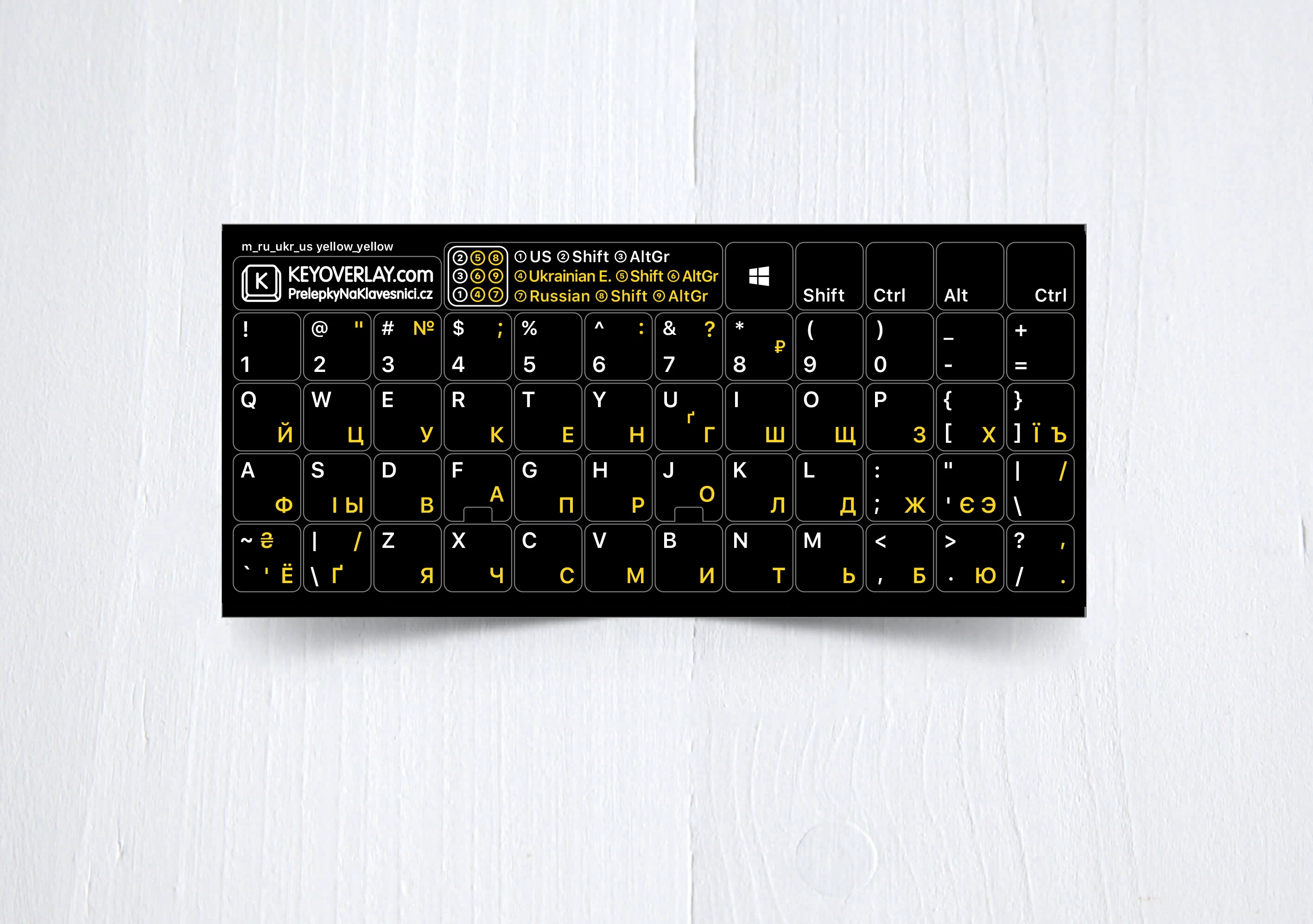 Ukrainian, Russian and English non transparent keyboard stickers