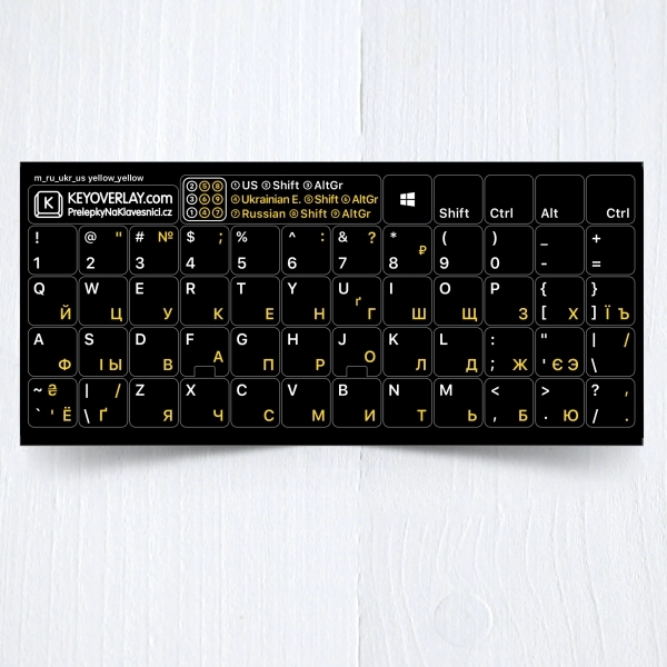 Ukrainian, Russian and English non transparent keyboard stickers