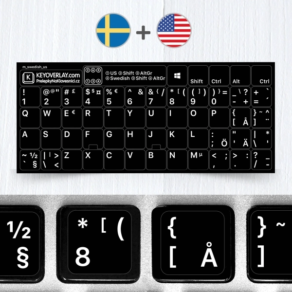 Swedish + English Keyboard Stickers – Full-Cover Key Labels
