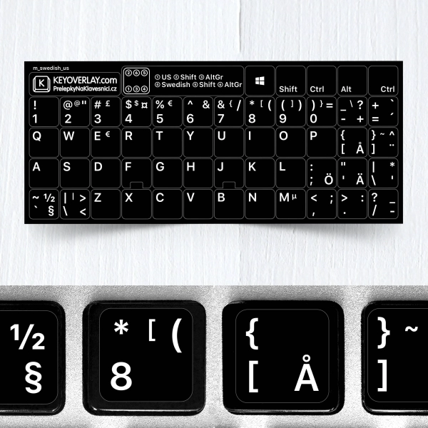 Swedish + English Keyboard Stickers – Full-Cover Key Labels