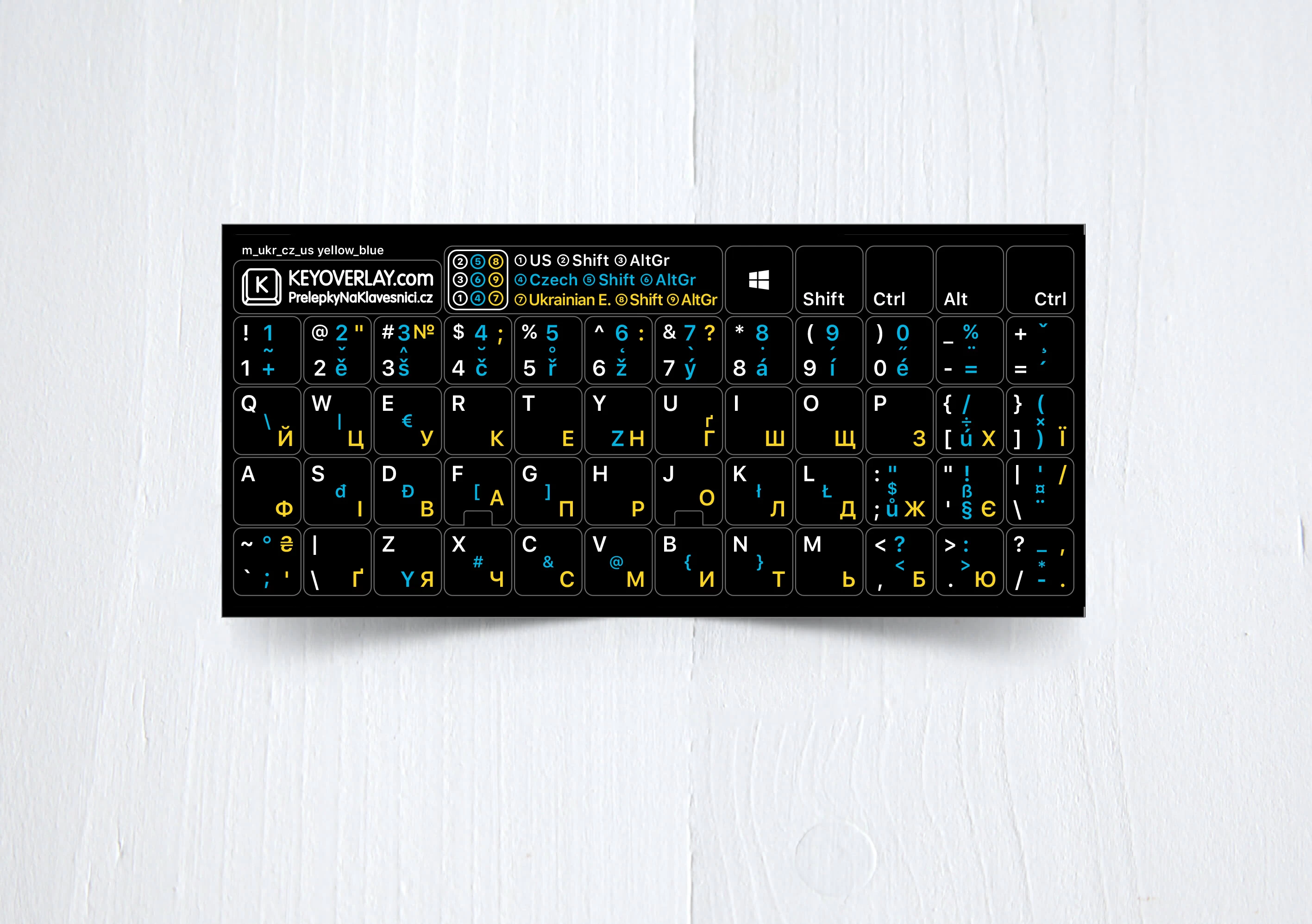Czech, English, Ukrainian - keyboard stickers